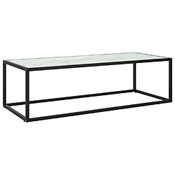 vidaXL Table basse Noir avec verre marbre blanc 120x50x35 cm