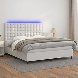 vidaXL Sommier à lattes de lit avec matelas et LED Blanc 160x200 cm 