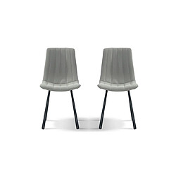 La Maison Du Canapé Chaise Design YUKA - Gris - Lot de 2 