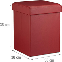 Helloshop26 Tabouret pouf banquette pliant meuble de rangement stable synthétique 38 cm bordeaux 13_0002806_2