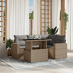 vidaXL Salon de jardin avec coussins 5 pcs beige résine tressée