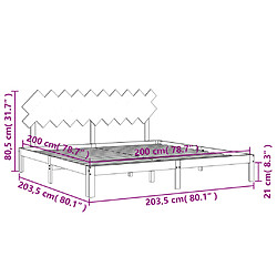 vidaXL Cadre de lit avec tête de lit blanc 200x200 cm bois massif pas cher