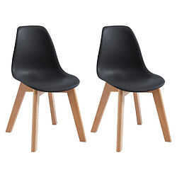 Vente-Unique Lot de 2 chaises enfant en polypropylène et hêtre - Noir - LILINOU