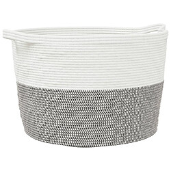 vidaXL Panier à linge gris et blanc Ø60x36 cm coton