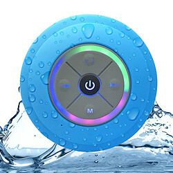 Yonis Enceinte Bluetooth Étanche LED Radio FM Mini Enceinte Bluetooth Waterproof Mini Avec Lumière LED Radio FM Subwoofer Carte TF Ventouse Bleu YONIS