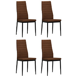 Decoshop26 Lot de 4 chaises de salle à manger design contemporain cuisine en tissu marron CDS021736