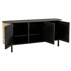 Paris Prix Buffet 3 Portes en Rotin Molly 180cm Noir & Beige pas cher