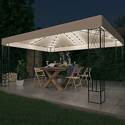 Maison Chic Tonnelle | Pergola avec guirlande lumineuse à LED 3x4 m Crème Tissu -GKD56487