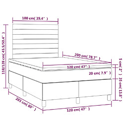 Acheter vidaXL Sommier à lattes de lit et matelas et LED Noir 120x200 cm Tissu