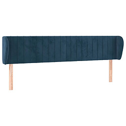 Maison Chic Tête de lit scandinave avec oreilles,meuble de chambre Bleu foncé 183x23x78/88 cm Velours -MN33770