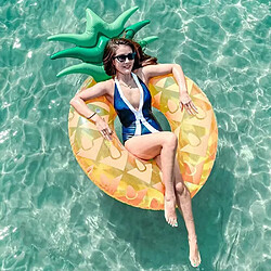 BESTA Bouée Piscine Ananas, Flotteur Gonflable Piscine, Grand Gonflable Jouets Flotteur de Plage Ocean, Fauteuil Piscine de Natation pour Adultes Enfants, Matelas Pneumatique Piscine