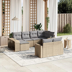 vidaXL Salon de jardin avec coussins 10 pcs beige résine tressée