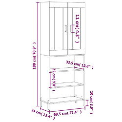 vidaXL Buffet haut Sonoma gris 69,5x34x180 cm Bois d'ingénierie pas cher