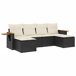 vidaXL Salon de jardin 6 pcs avec coussins noir résine tressée