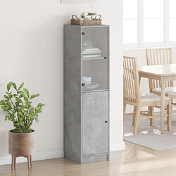 Avis Maison Chic Commode Buffet - Meuble de rangement avec porte en verre gris béton 35x37x142 cm -GKD42919