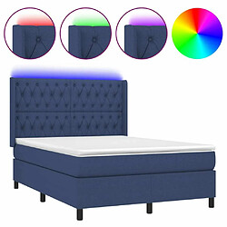 Sommier à lattes,Cadre à lattes de lit pour Adulte matelas et LED Bleu 140x190 cm Tissu -MN55234