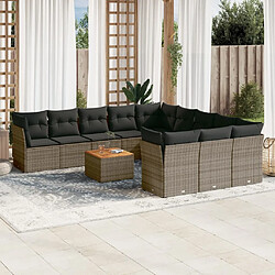 Maison Chic Salon de jardin avec coussins 12 pcs, Ensemble Tables et chaises de jardin, gris résine tressée -GKD857725