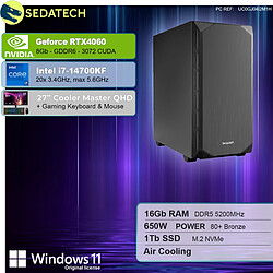 Sedatech Pack PC Gamer Silent Silent • Intel i7-14700KF • RTX4060 • 16Go DDR5 • 1To SSD M.2 • Windows 11 • Moniteur 27''