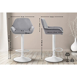 Non Lot de 2 tabourets de bar Braga velours blanc