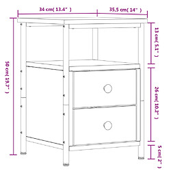 vidaXL Table de chevet chêne marron 34x35,5x50 cm bois d'ingénierie pas cher