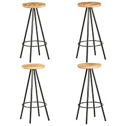 vidaXL Tabourets de bar lot de 4 bois de manguier brut 