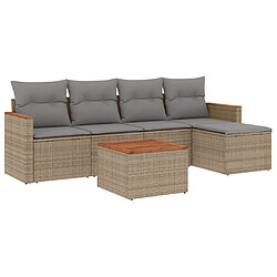 vidaXL Salon de jardin avec coussins 6pcs mélange beige résine tressée