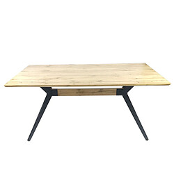 Table d'appoint Romimex Noir Beige Métal Bois MDF 180 x 75 x 90 cm 