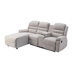 Avis Vente-Unique Canapé d'angle gauche relax en tissu beige MACEDONIA