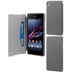 Muvit Etui clapet latéral Slim Folio gris Xperia Z2 SESLI0095