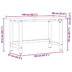 vidaXL Établi marron clair 140x60x81,5 cm bois de chêne massif pas cher