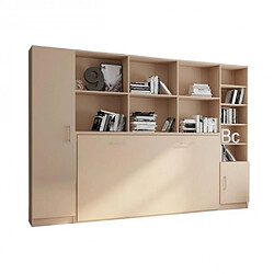 Inside 75 Composition armoire lit horizontale STRADA-V2 taupe mat Couchage 90*200 avec surmeuble et 2 colonnes rangements