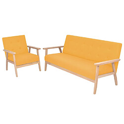 Maison Chic Ensemble de canapé 2 pcs, Canapé Sofa droit pour Salon Tissu jaune -GKD748945