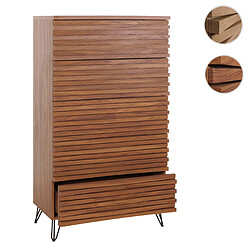 Mendler Commode HWC-M49, Armoire Highboard, design 3D 5 tiroirs bois massif mangue métal 145x80x44cm ~ aspect noyer