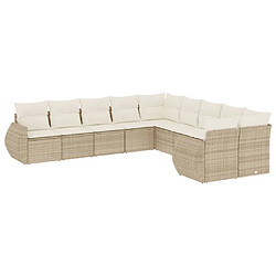 vidaXL Salon de jardin avec coussins 10 pcs beige résine tressée