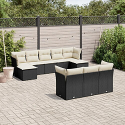 Maison Chic Salon de jardin 10 pcs avec coussins, Ensemble Tables et chaises d'extérieur noir résine tressée -GKD145517