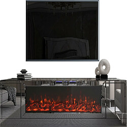 Vivenla Meuble tv design avec cheminée artificielle intégrée en miroir anthracite livré monté 200 cm de largeur collection Alonso ALONSO