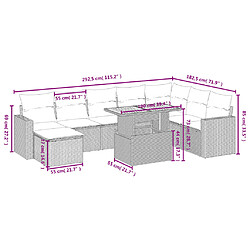 Avis vidaXL Salon de jardin avec coussins 9 pcs beige résine tressée