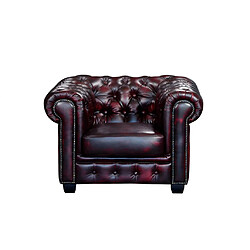 Vente-Unique Fauteuil chesterfield BRENTON 100% cuir de buffle - Bordeaux