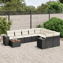 Maison Chic Salon de jardin 10 pcs avec coussins, Ensemble Tables et chaises d'extérieur noir résine tressée -GKD610703