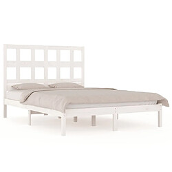 Maison Chic Lit Moderne Chambre - Cadre/structure de lit pour adulte Blanc Bois de pin massif 150x200 cm Très grand -MN98827