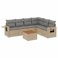 vidaXL Salon de jardin avec coussins 7pcs mélange beige résine tressée