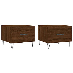 vidaXL Tables basses 2 pcs chêne marron 50x50x40 cm bois d'ingénierie