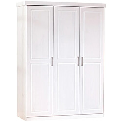 Pegane Armoire Magnus 3 Portes Blanc, Dim : 140 x 55 x 190 cm