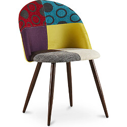 ICONIK INTERIOR Chaise de salle à manger tapissée en patchwork - Style scandinave - Ray Multicolore 