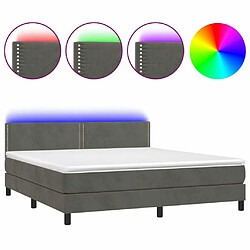 Sommier à lattes LED,Cadre à lattes de lit avec matelas pour Adulte Gris foncé 160x200 cm -MN35739