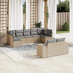 Maison Chic Salon de jardin avec coussins 9 pcs, Ensemble Tables et chaises de jardin, beige résine tressée -GKD801115