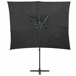 Maison Chic Parasol Jardin | Parasol déporté à double toit Anthracite 250x250 cm - GKD50312