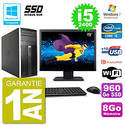 PC HP 6300 MT Ecran 19" Core i5-2400 RAM 8Go SSD 960Go Graveur DVD Wifi W7 - Occasion