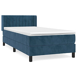 Maison Chic Structures de lit + matelas,Lit à sommier tapissier et matelas pour Chambre Bleu foncé 80x200 cm Velours -MN21178