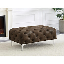 Vente-Unique Pouf chesterfield en microfibre aspect cuir vieilli EDWINA